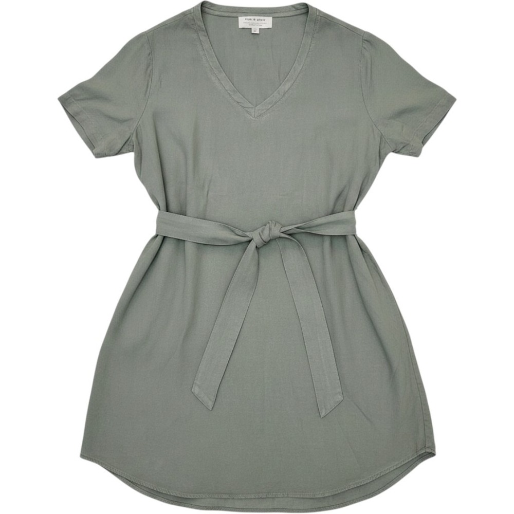 Anthropologie Cloth & Stone Liv Tie-Front Mini Dress Sage Green XL R8366-654-303